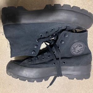 Lightly loved black hi top platform converse